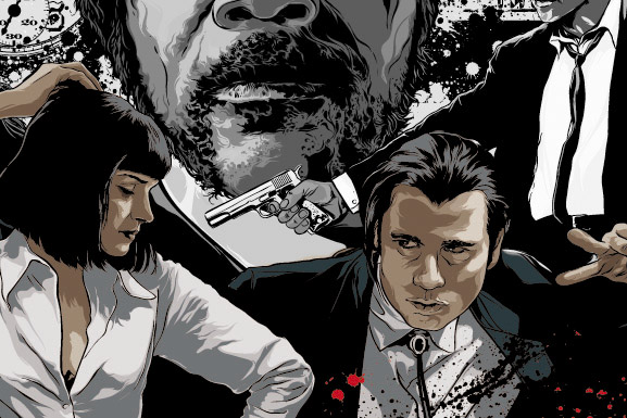 Jackie Brown & Co: Im Figurenkabinett des Quentin Tarantino - Mia Wallace und Vincent Vega aus "Pulp Fiction". Uma Thurman und John Travolta durchleben ein romantisches Date der besonderen Art. Werden wir nie vergessen! Weder in two shakes of a lamb`s tail, noch in hundert Jahren.