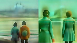 So säh ein romantischer Science Fiction Film von Éric Rohmer raus, der ein junges Liebespaar im Saint Malo des Jahr 3243 zusammenbringt. Die langweilige Normie-Mode und knubbelige Designer-Rucksäcke werden also auch da noch und wieder "a thing" sein. © Created by Midjourney