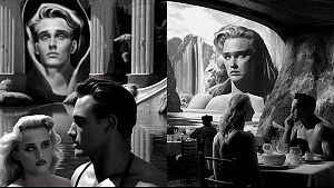 Mit diesem Gedankenspiel ging es los: Wie sähe es aus, wenn Fellini La Dolce Vita am Set von Total Recall gedreht hätte? © Created by Midjourney