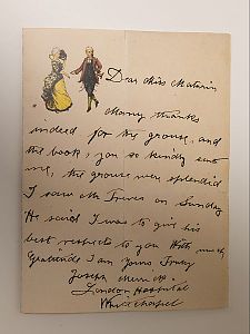 Brief von Merrick an eine Gönnerin, die ihm ein Buch und einen Auerhahn geschickt hatte. &copy; Studiocanal