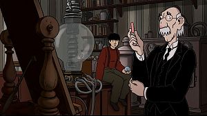 Die erwachsene April und ihr Großvater. © JE SUIS BIEN CONTENT / STUDIOCANAL / KAIBOU Production UMT Inc. / NEED Productions / ARTE France Cinéma